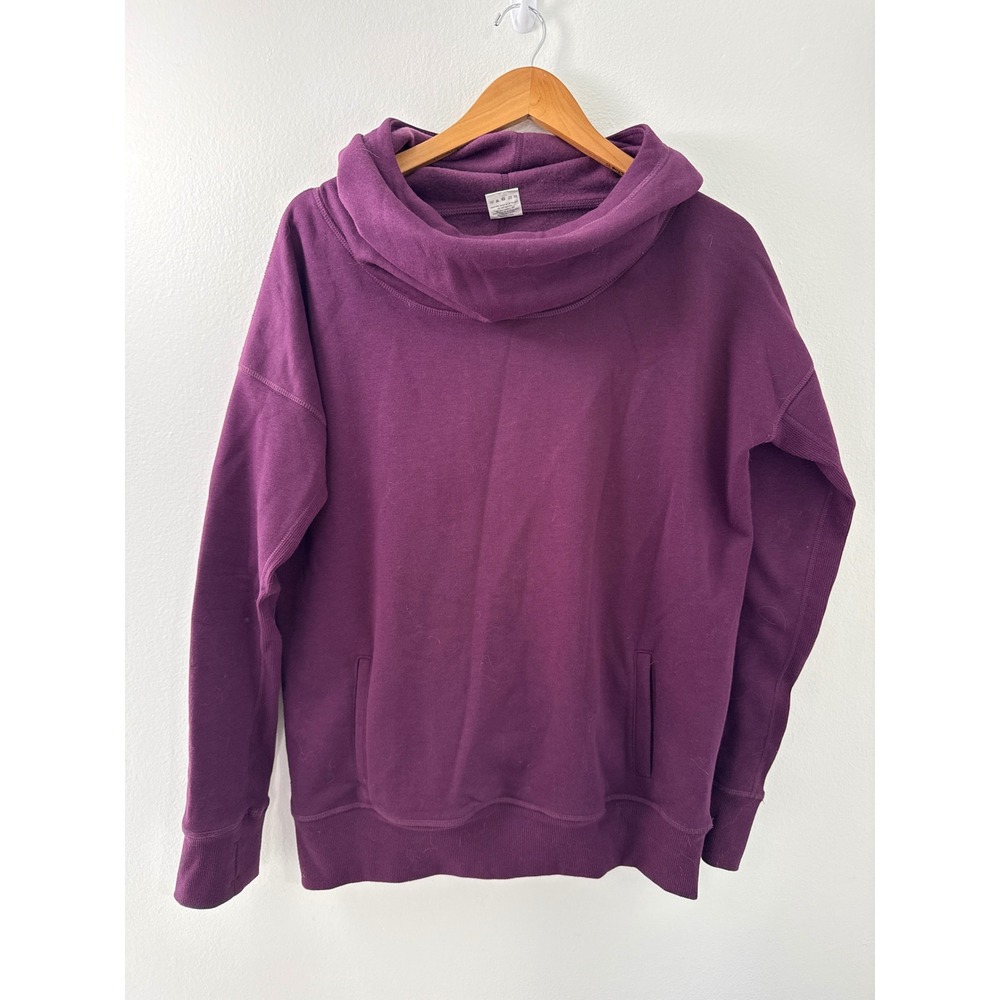 Zyia Active Womens's Oh So Soft Cowl Neck Size Large Burgundy Purple Athleisure